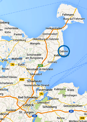 Kartenausschnitt von Lübeck bis Fehmarn